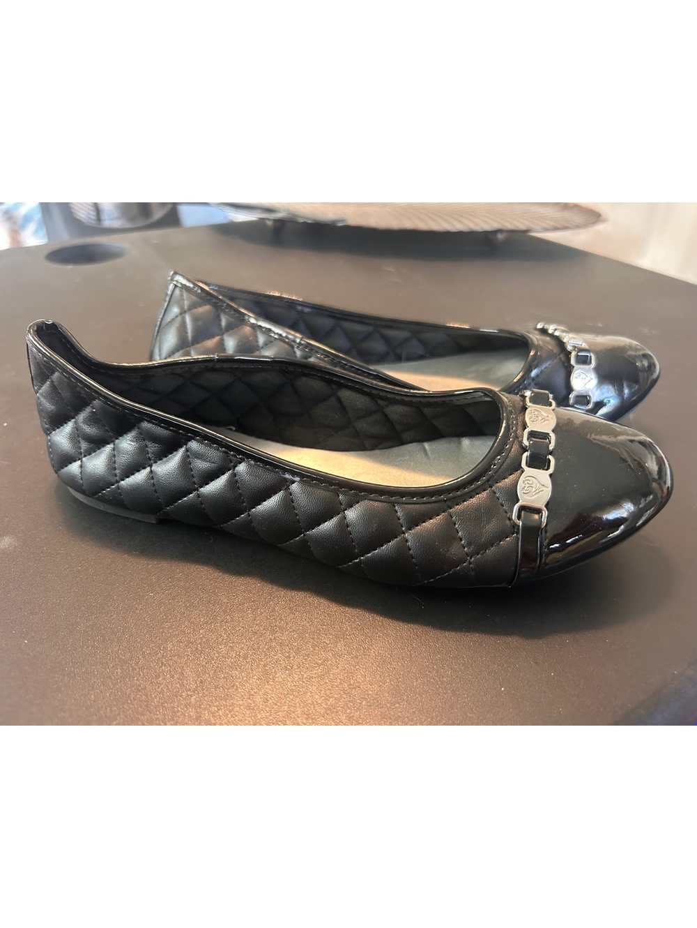 Disney Skid Resistent Quilted Black Leather Ballet Flats Size 3